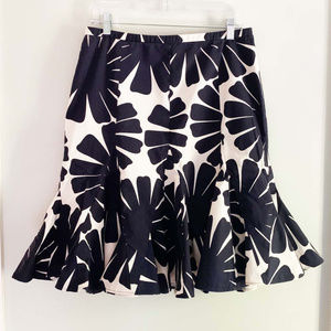 J Crew Navy and White Floral Flounce Skirt